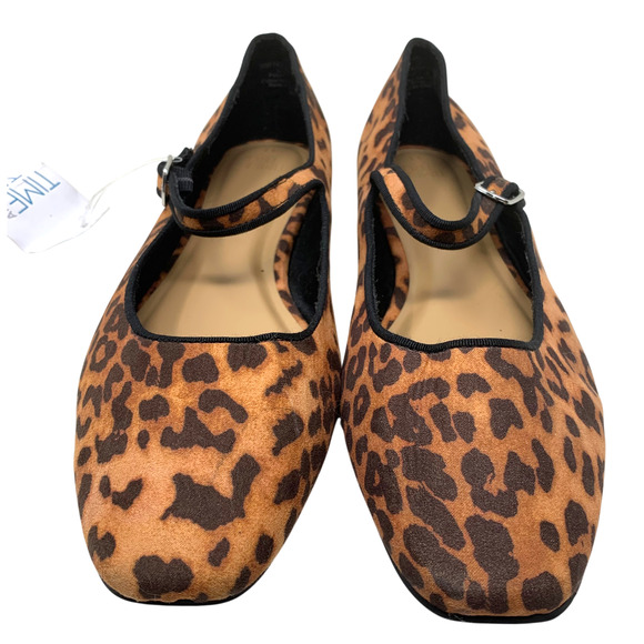 NWT Time & Tru Leopard Textile Mary Jane Ballet Flats Skimmers Shoes Sz 11 NEW - Picture 5 of 11